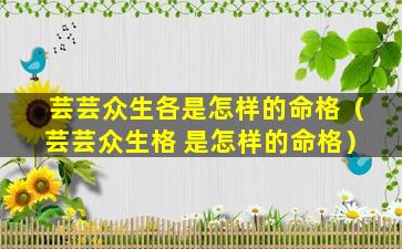 芸芸众生各是怎样的命格（芸芸众生格 是怎样的命格）